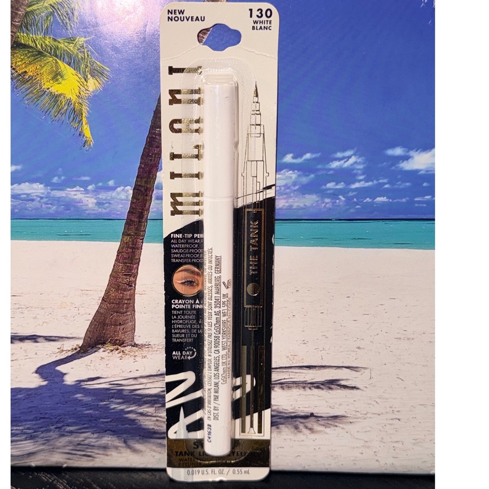 Milani Stay Put Tank Liquid Eyeliner 130 White Blanc Waterproof Smudgeproof New